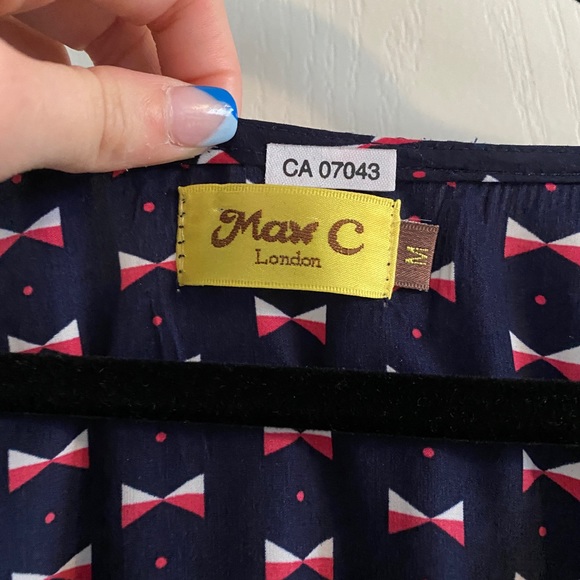 Women’s navy dress with bow detailing - Picture 2 of 3